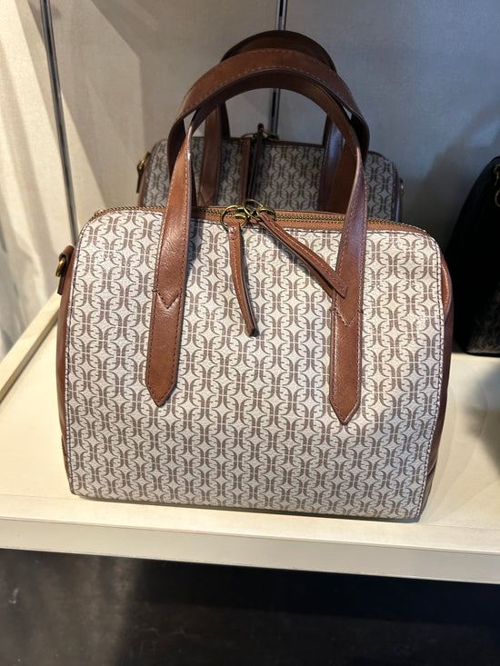 Fossil Sydney Satchel In Offwhite Brown Multi