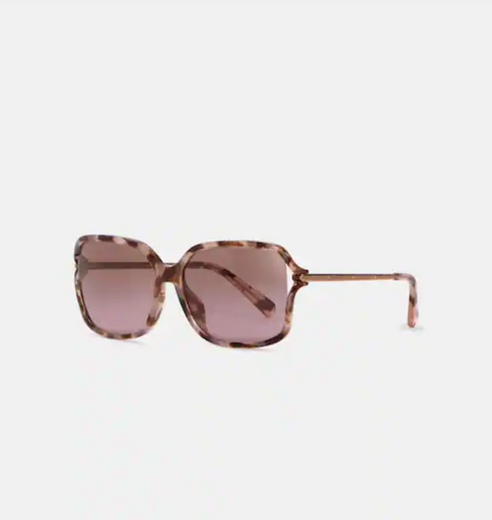 Coach Metal Open Frame Sunglasses In Pink Tortoise (Pre-Order)