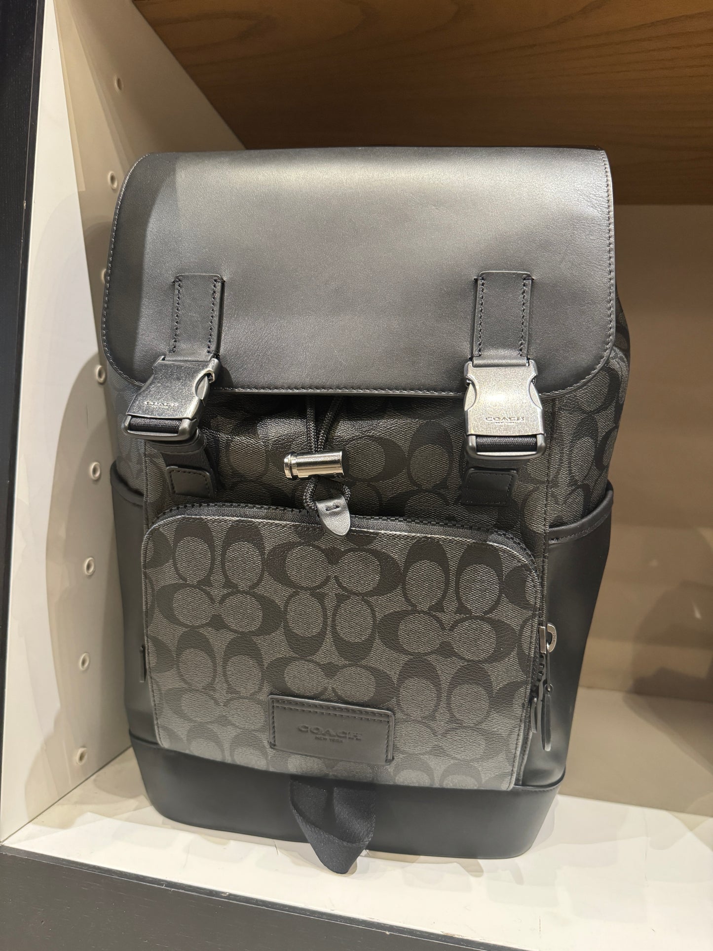 Coach Track Backpack In Signature Charcoal Black (Pre-Order)