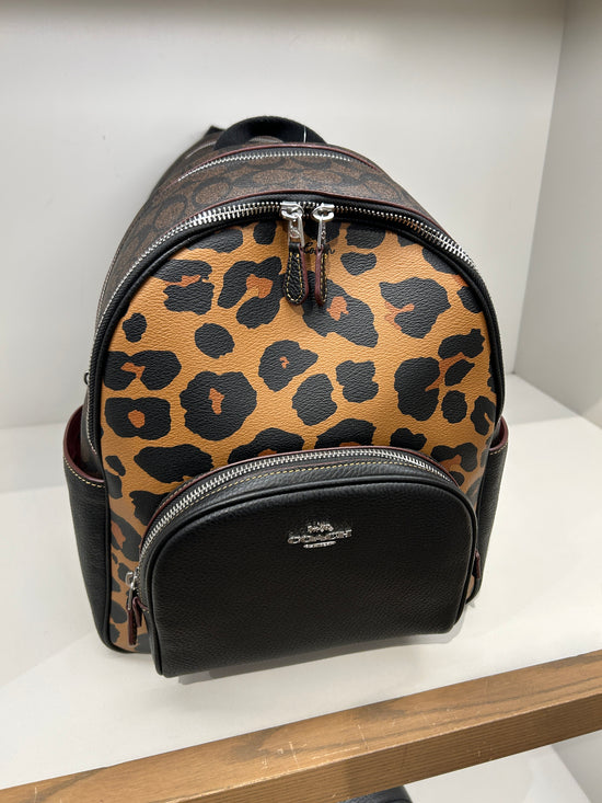 Coach Medium Court Backpack With Signature Canvas And Leopard Print (Pre-Order)
