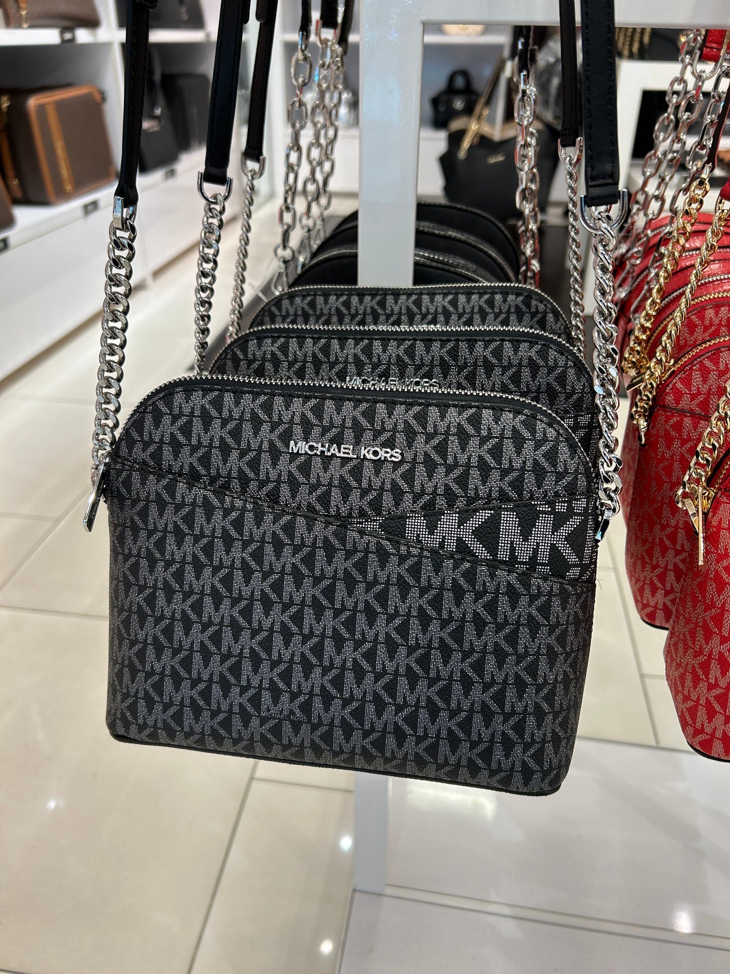 Load image into Gallery viewer, Michael Kors Dome Crossbody In Monogram Black Silver (Pre-Order)
