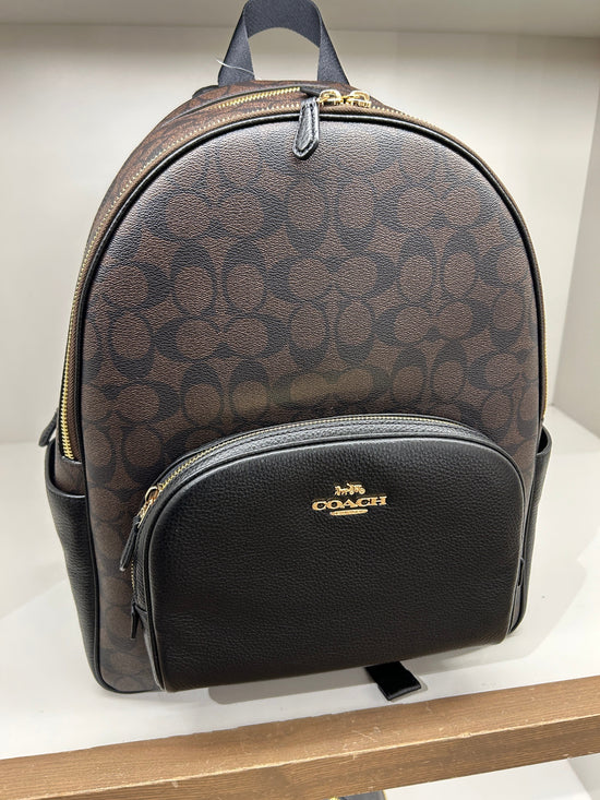 Coach Large Court Backpack In Signature Brown Black (Pre-Order)