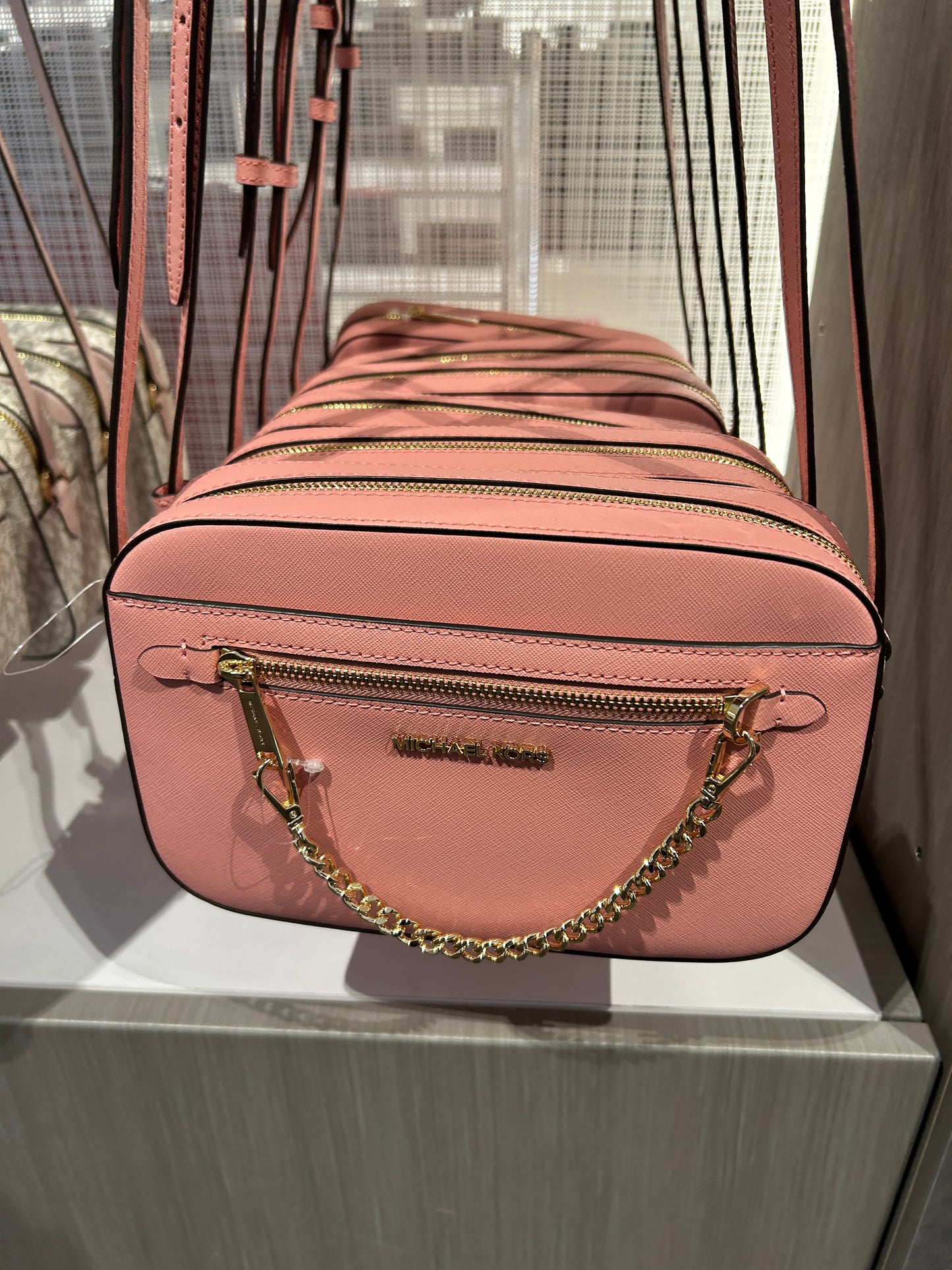 Michael Kors Sofia Large Saffiano Leather Tote Shoulder Bag Purse Handbag  (Ballet) : Amazon.in: Shoes & Handbags