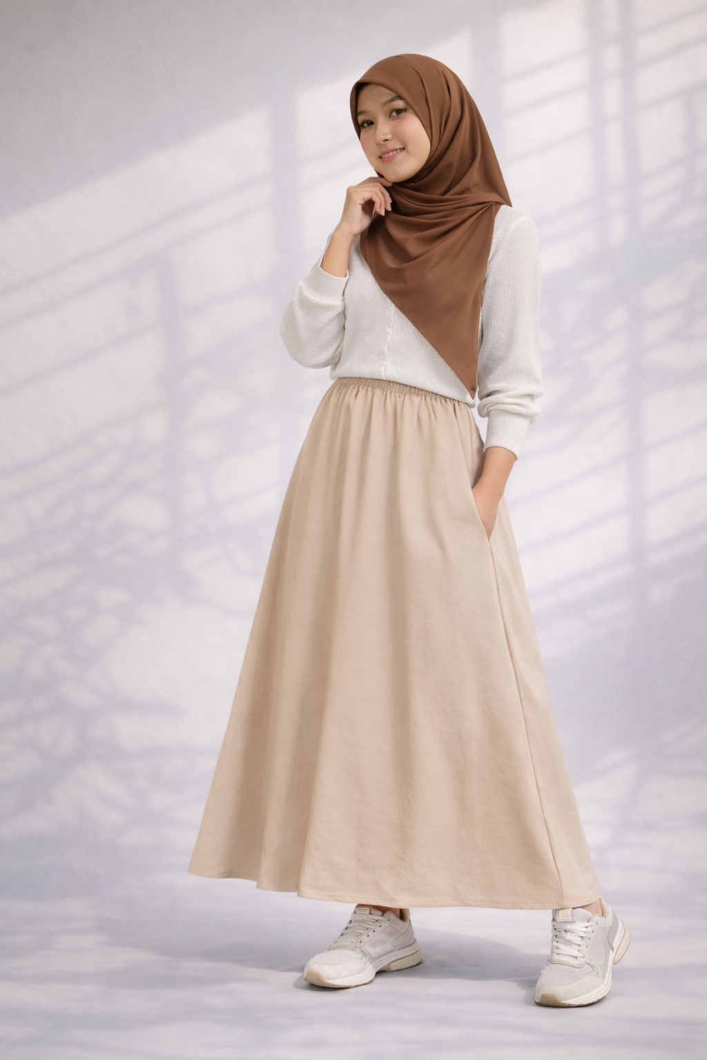 Raffida Serena Sporty Flair Skirt In Khaki