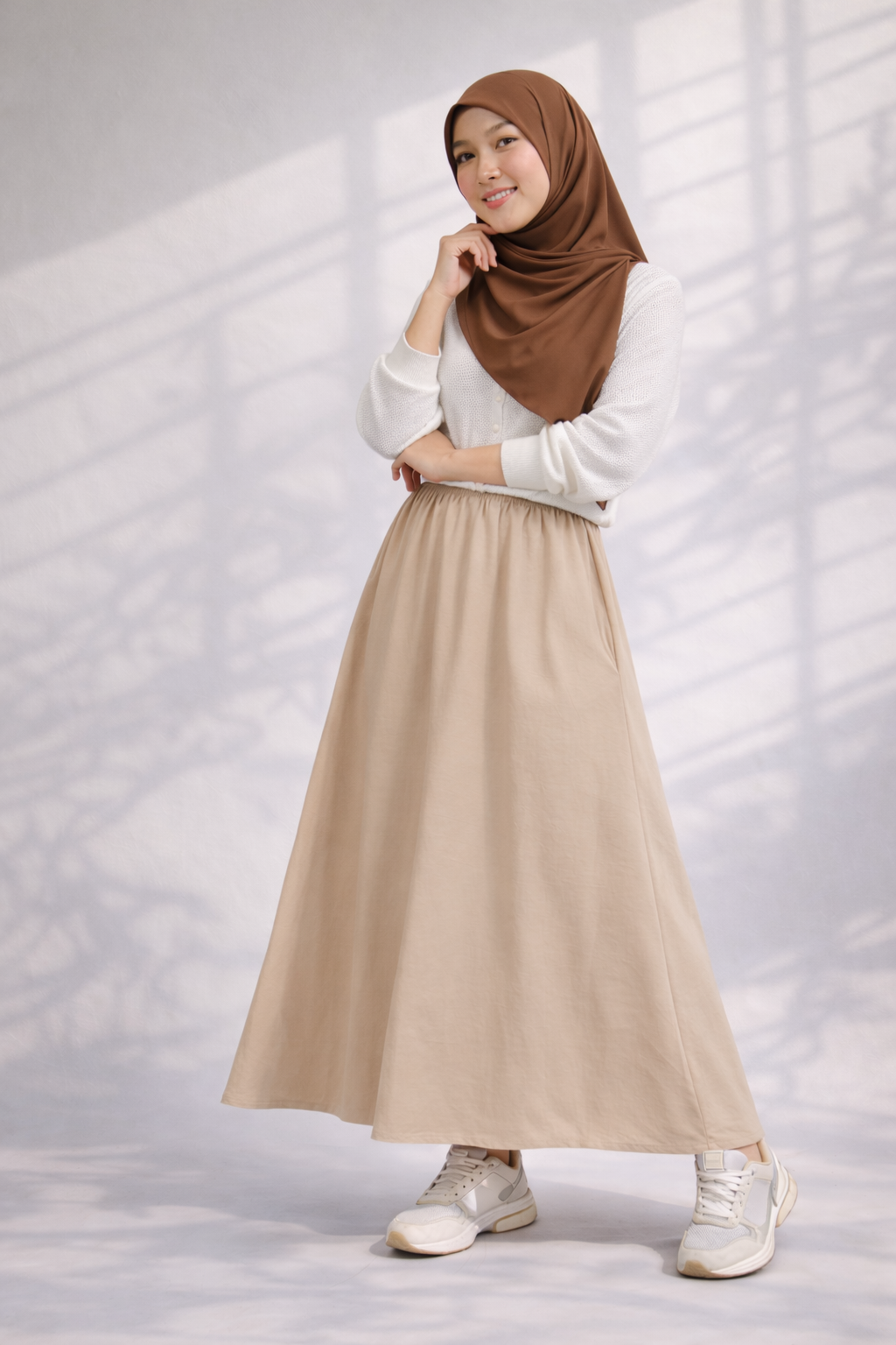 Raffida Serena Sporty Flair Skirt In Khaki