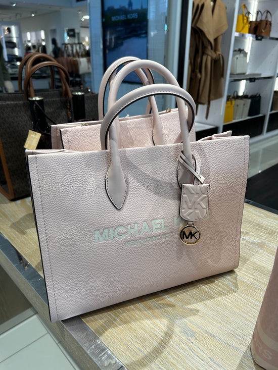 Michael Kors Mirella Medium Pebbled Leather Tote Bag In Powder Blush (Pre-Order)
