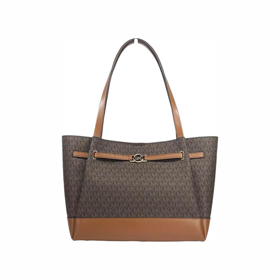 Michael Kors Reed Large Belted Tote In Monogram Brown (SPECIAL RAYA)