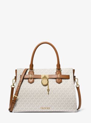 Michael Kors Hamilton Medium Satchel In Monogram Vanilla (Pre-Order)