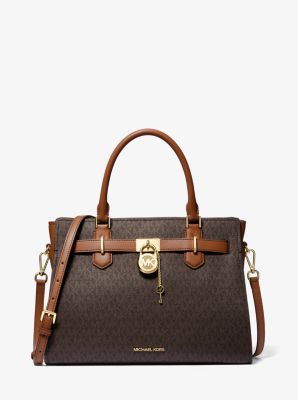 Michael Kors Hamilton Medium Signature Logo Satchel In Brown (Pre-Order)