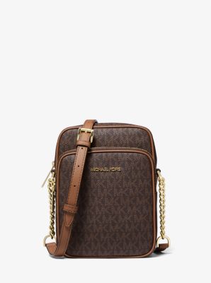 Michael Kors Jet Set Travel Medium NS Chain Crossbody In Monogram Brown