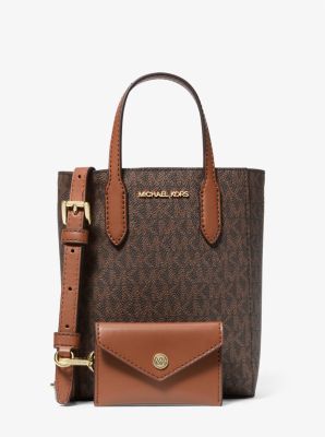 Michael Kors Vincent Extra Small Crossbody With Card Case In Monogram Brown