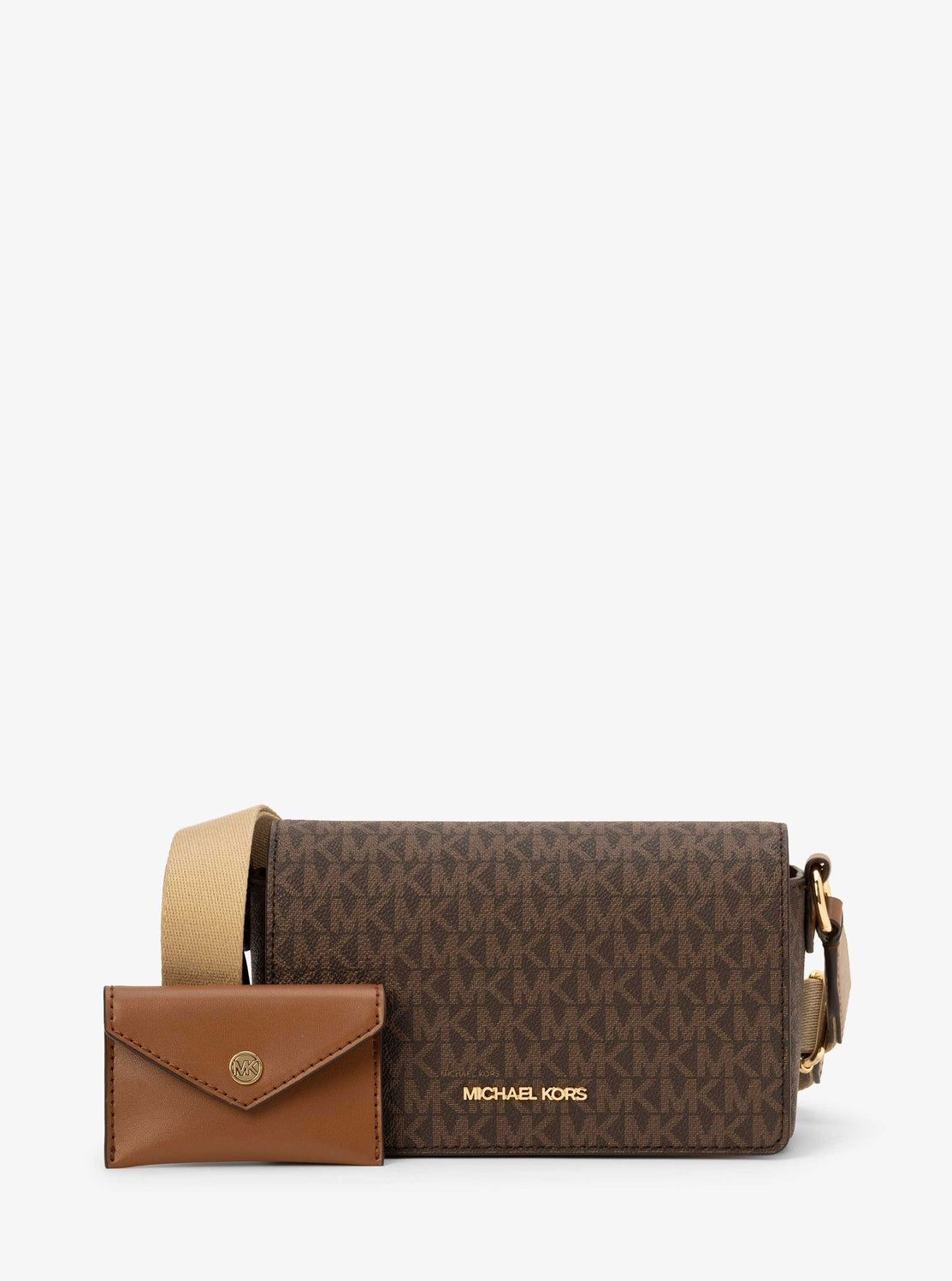 Michael Kors Vincent Crossbody With Card Case In Monogram Brown (Pre-Order)