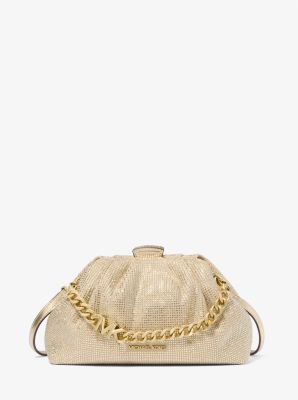 Michael Kors Nola Small Embellished Metallic Crossbody Bag In Gold