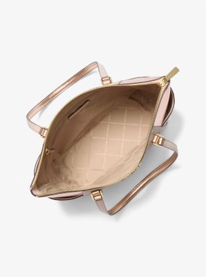 Michael Kors Charlotte Large Tote In Monogram Metallic Rose Gold (Pre-Order)