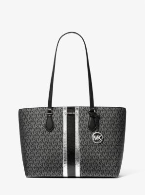 Michael Kors Sheila Large Signature Logo and Metallic Tote Bag In Black (Pre-Order)