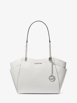 Michael Kors Jet Set Large Chain Shoulder Tote Bag In Monogram Silver (Pre-Order)