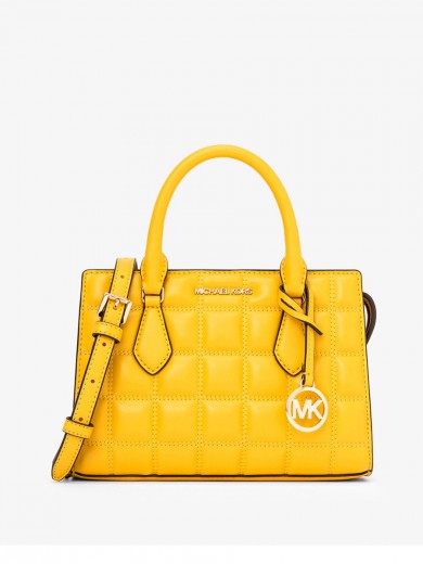 Michael Kors Sheila Small Quilted Satchel In Daisy Yellow (Pre-Order)