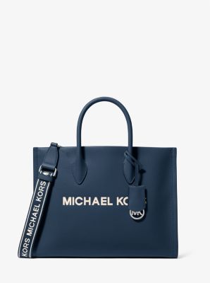 Michael Kors Mirella Medium Pebbled Leather Tote Bag In Navy (Pre-Order)