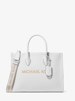 Michael Kors Mirella Medium Pebbled Leather Tote Bag In Optic White (Pre-Order)