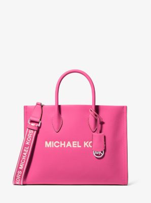 Michael Kors Mirella Medium Pebbled Leather Tote Bag In Dragonfruit (Pre-Order)