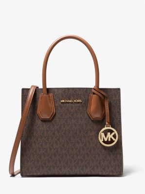 Michael Kors Crossbody Mercer Medium Satchel In Monogram Brown (SAMPLE)