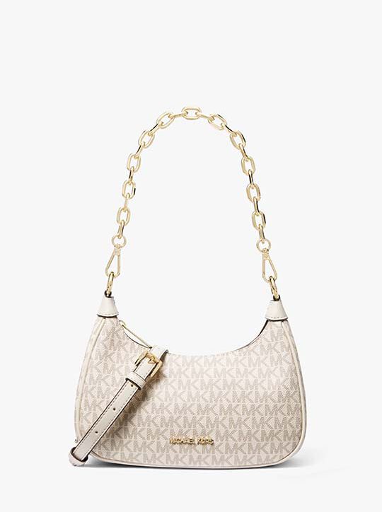 Michael Kors Cora Medium Zip Pouchette In Monogram Lt Cream