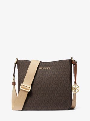 Michael Kors Jet Set Ns Small File Crossbody In Monogram Brown