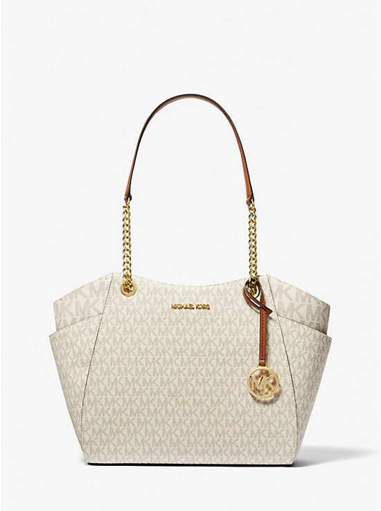 Michael Kors Jet Set Large Chain Shoulder Tote Bag In Monogram Vanilla (SPECIAL RAYA)