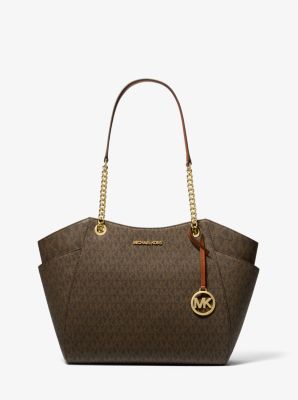 Michael Kors Jet Set Large Chain Shoulder Tote Bag In Monogram Brown (SPECIAL RAYA)