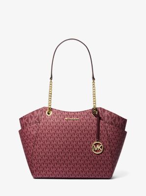 Michael Kors Jet Set Large Chain Shoulder Tote Bag In Monogram Oxblood (Pre-Order)