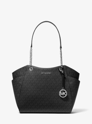 Michael Kors Jet Set Large Chain Shoulder Tote Bag In Monogram Black (Pre-Order)