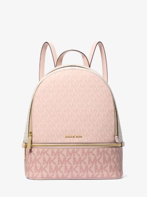 Michael Kors Rhea Medium Color-Block Signature Logo Backpack In Powder Blush Multi (Pre-Order)