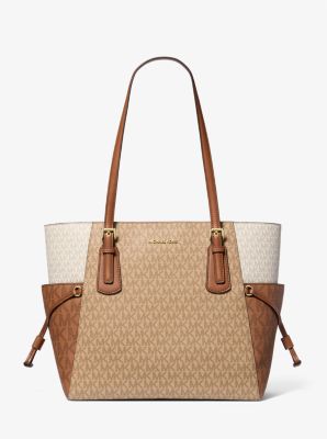 Michael Kors Voyager Large Color-Block Signature Logo Tote Bag In Camel Multi (Pre-Order)