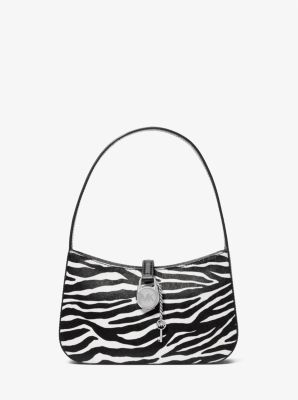 Michael Kors Lyra Small Zebra Print Calf Hair Pochette In Black (Pre-Order)