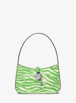 Michael Kors Lyra Small Zebra Print Calf Hair Pochette In Jungle Green (Pre-Order)