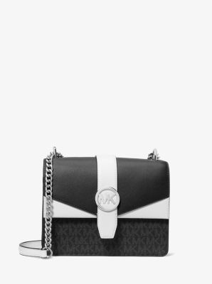 Michael Kors Greenwich Small Color-Block Logo and Saffiano Leather Crossbody Bag In Black Multi (Pre-Order)