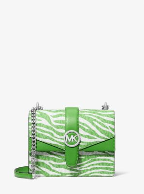 Michael Kors Greenwich Small Animal Print Logo Crossbody Bag In Jungle Green (Pre-Order)