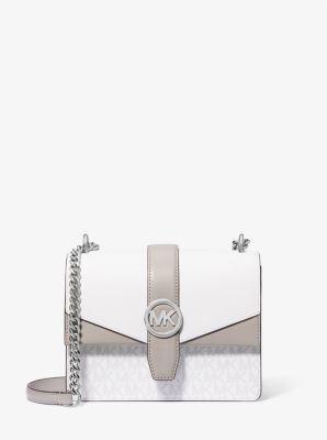 Michael Kors Greenwich Small Color-Block Logo and Saffiano Leather Crossbody Bag In Optic White Multi (Pre-Order)