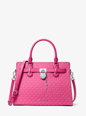 Michael Kors Hamilton Medium Signature Logo Satchel In Dragonfruit (Pre-Order)