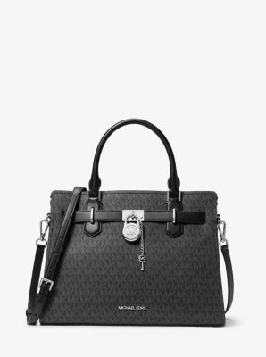 Michael Kors Hamilton Medium Signature Logo Satchel In Black (Pre-Order)