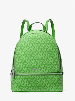 Michael Kors Rhea Medium Signature Logo Backpack In Jungle Green (Pre-Order)