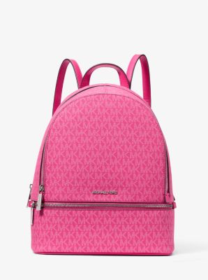 Michael Kors Rhea Medium Signature Logo Backpack In Dragonfruit (Pre-Order)