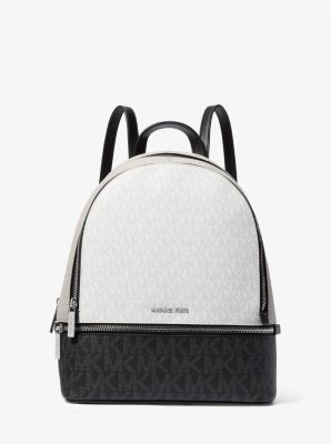 Michael Kors Rhea Medium Color-Block Signature Logo Backpack In Optic White Multi (Pre-Order)