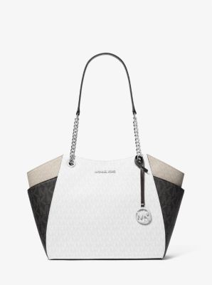 Michael Kors Jet Set Large Color-Block Signature Logo Tote Bag In Optic White Multi (Pre-Order)