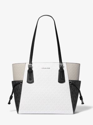 Michael Kors Voyager Large Color-Block Signature Logo Tote Bag In Optic White Multi (Pre-Order)