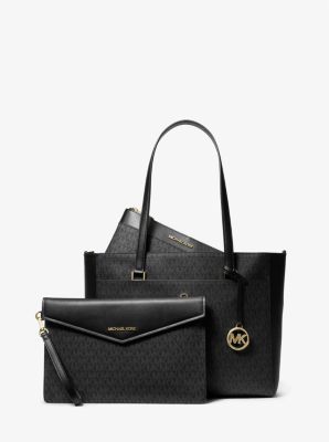 Michael Kors Maisie Large Pebbled Leather 3-In-1 Tote In Monogram Black