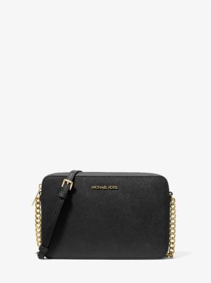 Michael Kors Ew Crossbody In Leather Black Gold