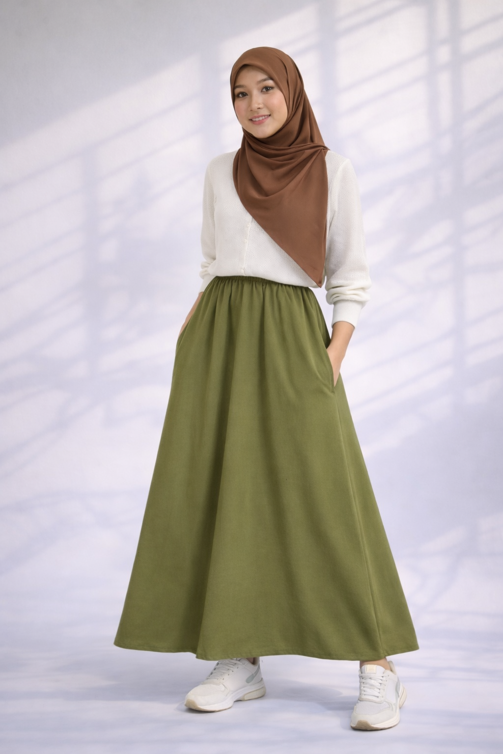 Raffida Serena Sporty Flair Skirt In Olive
