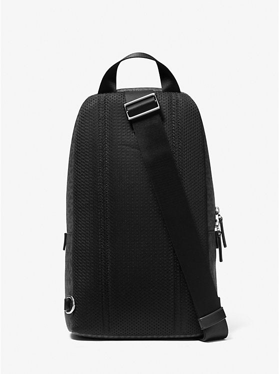 Michael Kors Cooper Logo Commuter Men Sling Pack In Monogram Black