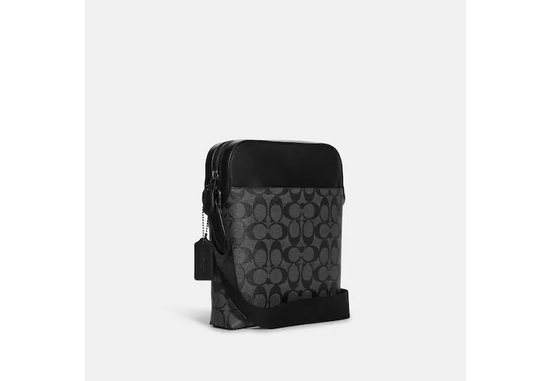 Coach Men Houston Flight Bag In Signature Charcoal Black (Pre-Order)